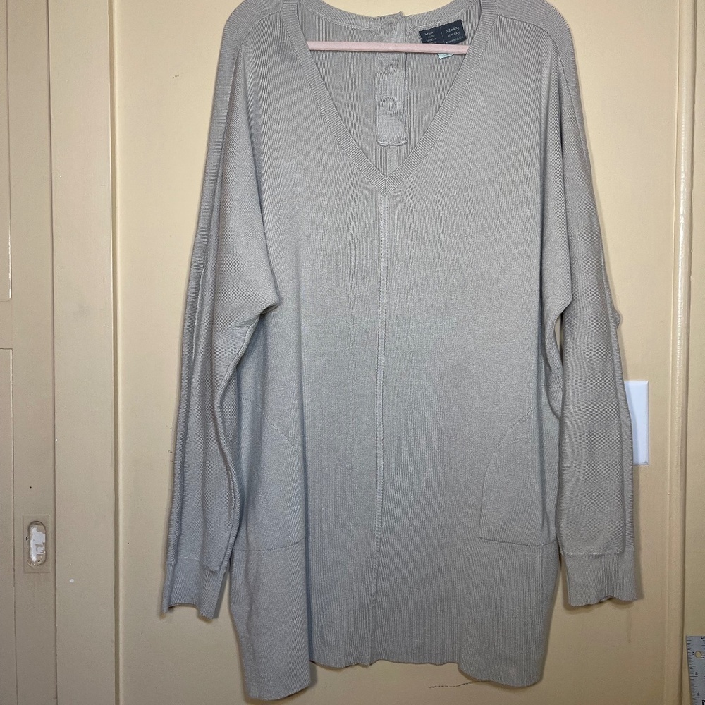 Women's Gray V-Neck Sweater